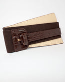 Women wide pattern leather waist belt 3930 - حزام