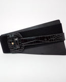 Women wide pattern leather waist belt 3931 - حزام