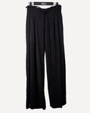 Star Tie waist fold pleated front wide leg pants 3934 - بنطلون
