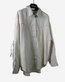 Striped print frindge drop shoulder shirt 3945 - قميص