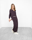 V-neck design with front pockets and Long sleeves, Elastic waist with straight pants Activewear 3957 - ملابس رياضية