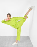 V-neck design with front pockets and Long sleeves, Elastic waist with straight pants Activewear 3958 - ملابس رياضية