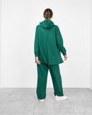 Hoodie design with front stylish pockets and zipper full sleeves, elastic waist straight pants Activewear 3970 - ملابس رياضية