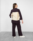 Contrast design with front zipper and full cuff sleeves, elastic waist straight pants Activewear 3974 - ملابس رياضية