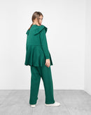 Round neck with front elastic waisted tie and full sleeves, Elastic waist straight pants Activewear 4010 - ملابس رياضية