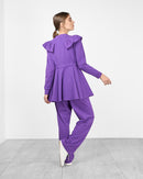 Round neck with front elastic waisted tie and full sleeves, Elastic waist straight pants Activewear 4011 - ملابس رياضية