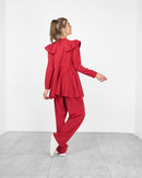 Round neck with front elastic waisted tie and full sleeves, Elastic waist straight pants Activewear 4012 - ملابس رياضية