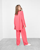 V-neck with front zipper stylish and full sleeves, Elastic waist straight pant Activewear 4015 - ملابس رياضية