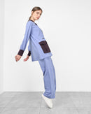 Round neck with front double pockets and full sleeves, Elastic waist straight pants Activewear 4024 - ملابس رياضية