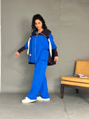 Hoodie style with front zipper and width cuff full sleeves, Elastic waist straight pants Activewear 4026 - ملابس رياضية