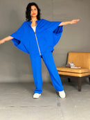 Oversized design with front pockets and zipper, Elastic waist straight pants Activewear 4030 - ملابس رياضية