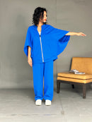 Oversized design with front pockets and zipper, Elastic waist straight pants Activewear 4030 - ملابس رياضية