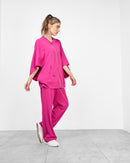 Oversized design with front pockets and zipper, Elastic waist straight pants Activewear 4031 - ملابس رياضية