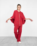 Oversized design with front pockets and zipper, Elastic waist straight pants Activewear 4033 - ملابس رياضية