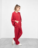 Oversized design with front pockets and zipper, Elastic waist straight pants Activewear 4033 - ملابس رياضية