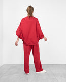 Oversized design with front pockets and zipper, Elastic waist straight pants Activewear 4033 - ملابس رياضية