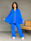 Round neck with front design and zipper full sleeves, Elastic waist straight pants Activewear 4034 - ملابس رياضية