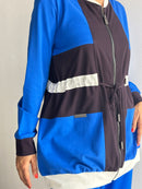 Round neck design with waist belted tie and full sleeves, Elastic waist straight pants Activewear 4038 - ملابس رياضية