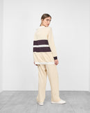 Round neck design with waist belted tie and full sleeves, Elastic waist straight pants Activewear 4040 - ملابس رياضية