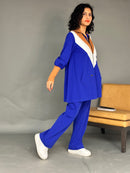 High neck zipper design with front pockets and full sleeves,  Elastic waist straight pants Activewear 4042 - ملابس رياضية