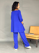 High neck zipper design with front pockets and full sleeves,  Elastic waist straight pants Activewear 4042 - ملابس رياضية