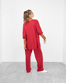 High neck zipper design with front pockets and full sleeves,  Elastic waist straight pants Activewear 4045 - ملابس رياضية