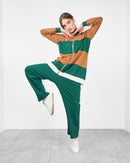 Round neck design with front zipper and full sleeves, Elastic waist straight pants Activewear 4048 - ملابس رياضية