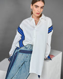 Oversized with front buttons and stylish design drop shoulder shirt 4063 - قميص