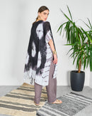 Tie dye batwing sleeve and round neck inner with straight cut pants 4073 - قفطان