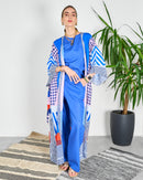 Fashion patchwork design oversized dress and round neck inner with straight cut pants 4082 - قفطان