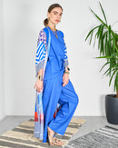 Fashion patchwork design oversized dress and round neck inner with straight cut pants 4082 - قفطان