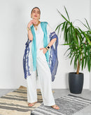 Tie dye open front cover up and round neck inner with straight cut pants 4090 - قفطان