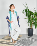 Tie dye open front cover up and round neck inner with straight cut pants 4090 - قفطان