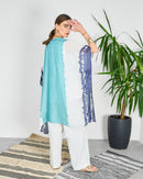 Tie dye open front cover up and round neck inner with straight cut pants 4090 - قفطان