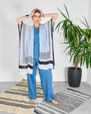 Tie dye open front cover up and round neck inner with straight cut pants 4092 - قفطان