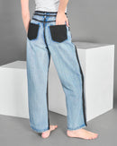 Women jeans for dual gradiant  straight leg pants 4100 - بنطلون