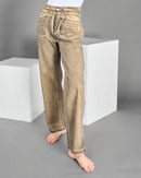 Women Metallic lose rise straight leg pants 4101 - بنطلون