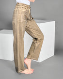 Women Metallic lose rise straight leg pants 4101 - بنطلون