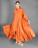 Round neck design with front buttons and long sleeves with stylish cuff dresses 4129 - فستان