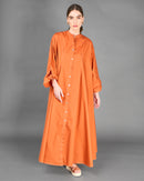 Round neck design with front buttons and long sleeves with stylish cuff dresses 4129 - فستان