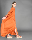 Round neck design with front buttons and long sleeves with stylish cuff dresses 4129 - فستان