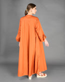 Round neck design with front buttons and long sleeves with stylish cuff dresses 4129 - فستان