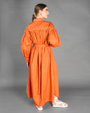 V-neck design with front buttons and dual pockets long dress 4135 - فستان