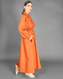 V-neck design with front buttons and Waist gathered tie, long sleeves with elastic cuff Dress 4138 - فستان