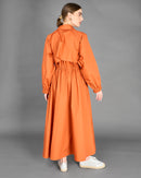 V-neck design with front buttons and Waist gathered tie, long sleeves with elastic cuff Dress 4138 - فستان