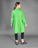 Collar design with front stylish pocket and buttons, long sleeves cuff dress 4142 - فستان