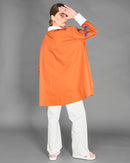 Solid collar design with shoulder and long sleeves dress 4147 - فستان