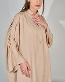 Buttoned shirt with ruffled design sleeves and Elastic waist wide leg pants Activewear 4241 - ملابس رياضية