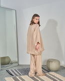 Oversized round neck design with garthered bottom with elastic waist wide leg pants Activewear 4247 - ملابس رياضية