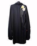 Collar with front Bird design and leather pocket, Wide sleeves with gathered Shirt 4260 - قميص